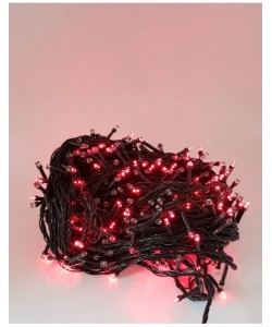 Instalatie 200 leduri rosu - 14 m fir negru