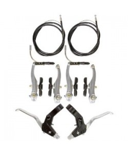 Set complet frana bicicleta v-brake - manete aluminiu