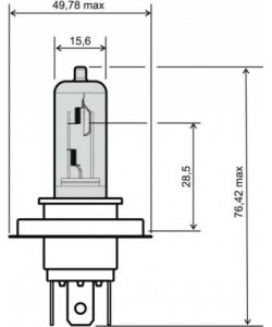 Bec scuter far h4 - 12v 35/35w (3 picioare)