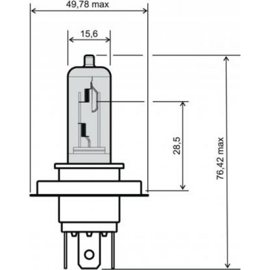 Bec scuter far h4 - 12v 35/35w (3 picioare)