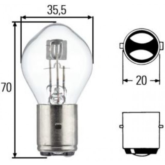 Bec scuter far para (ba20d) 12v 35/35w