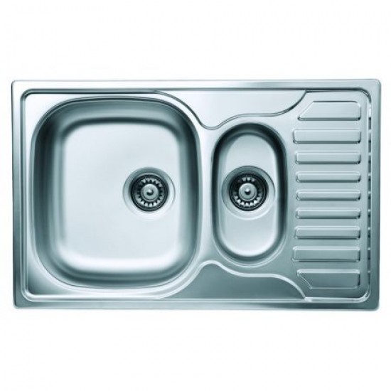 Chiuveta inox anticalcar cuva mare+cuva mica 50x86 cm