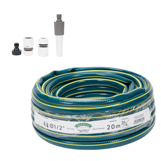 Furtun BLUEBOS PLUS 1/2" 20m cu set duze