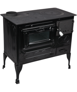 Soba pe lemne cu plita si cuptor Tip A 80x44x75 cm, negru,cos Stanga