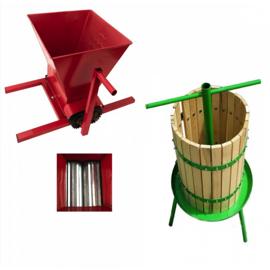 Zdrobitor de struguri manual 350KG/H + Teasc/Presa 35L Zdrobitor de struguri manual 350KG/H + Teasc/Presa 35L