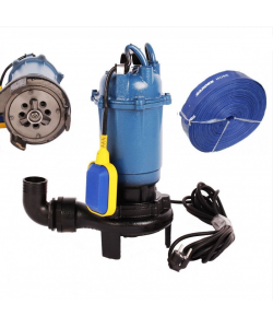 Pompa apa murdara cu tocator si plutitor EUROAQUA + Furtun apa refulare Flat PVC 2" 50M