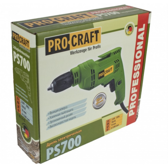 Bormasina Procraft PS700, 700W, 3300 RPM, mandrina 10mm cu variator