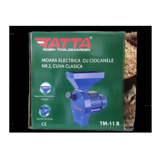 Moara Electrica cu ciocanele Nr.2 Tatta TM11B, Cuva clasica, 2500 W, 240KG/Ora