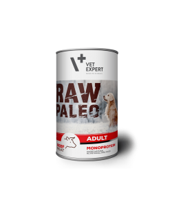 Hrana umeda pentru caini, RAW PALEO Adult, vita,conserva monoproteica,  800 g