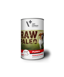 Hrana umeda pentru caini RAW PALEO Puppy, conserva monoproteica, carne de vita, 400 g