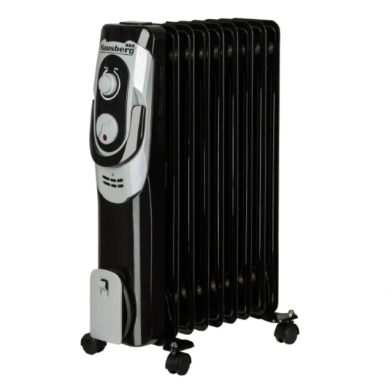 Calorifer electric , 2000 W, 9 elementi, 3 nivele de putere, termostat reglabil, Negru