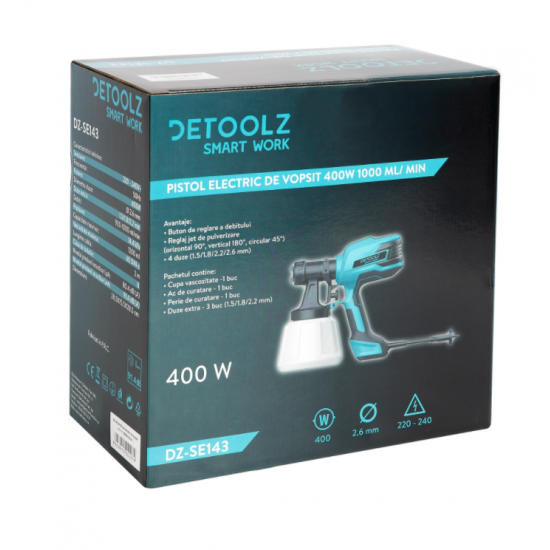 Pistol electric de vopsit DETOOLZ 350W 1000 ml/min