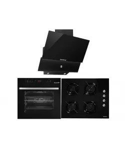 Pachet Incorporabil Cuptor electric Hausberg , Plita Incorporabila , Hota Incorporabila decorativa 