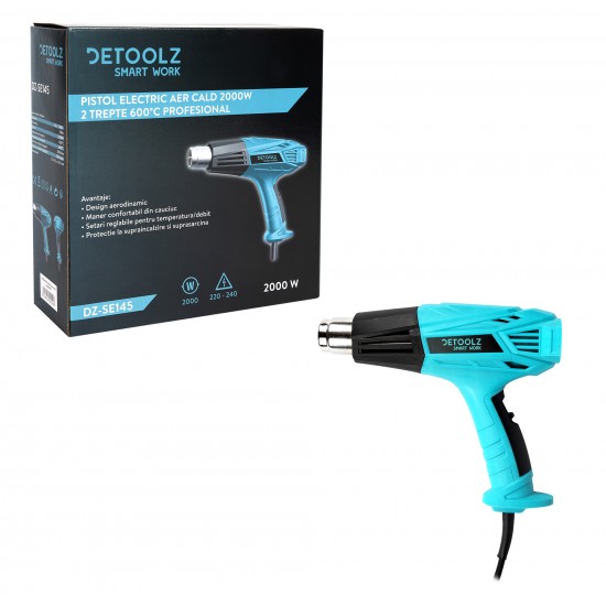 Pistol electric aer cald Detoolz 2000 W 2 trepte 600ᵒC