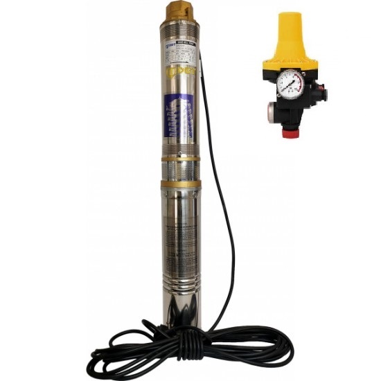 SET POMPA SUBMERSIBILA DE MARE ADANCIME, DDT, 4QJD2-8, 1100 W, 8 TURBINE, INOX+ PRESOSTAT ELECTRONIC AUTOMAT