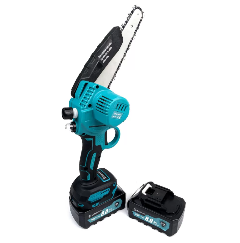 pentru întreţinerea sistemului de ungere Produs resigilat Mini Drujba cu sistem de ungere, 2 acumulatori 36V, 8Ah, Lama 8 Inch ( 20 cm), 1 lant