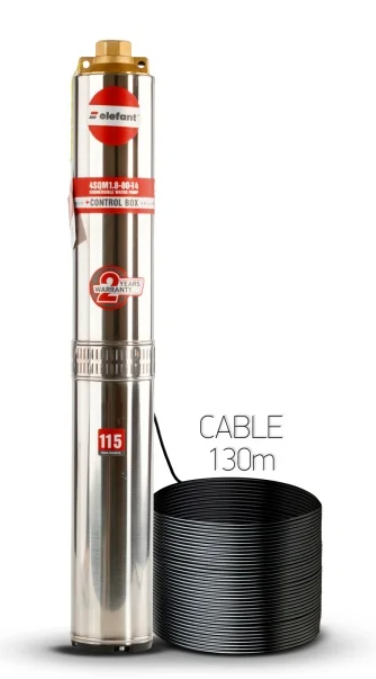 Pompa submersibilă multietajată ELEFANT 4SQM1.8-80-14 1630 W, 14 turbine, 3.6 m³/h, bobinaj cupru Cablu 130m