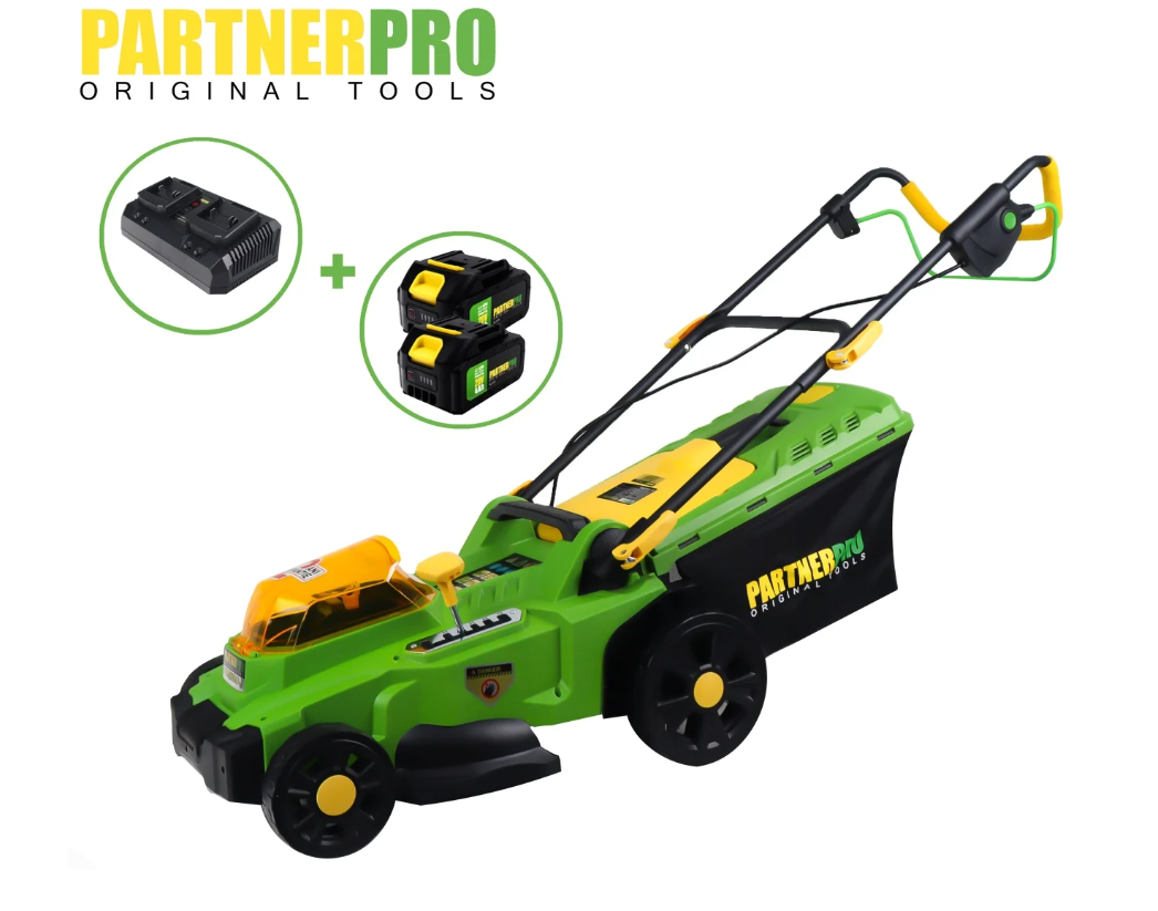 Outdoor Power Equipment Masina de tuns gazon pe acumulator PARTNERPRO PP8A110-J , 2x20V 4Ah, 1 incarcator dublu, 3300 rpm , 35 L