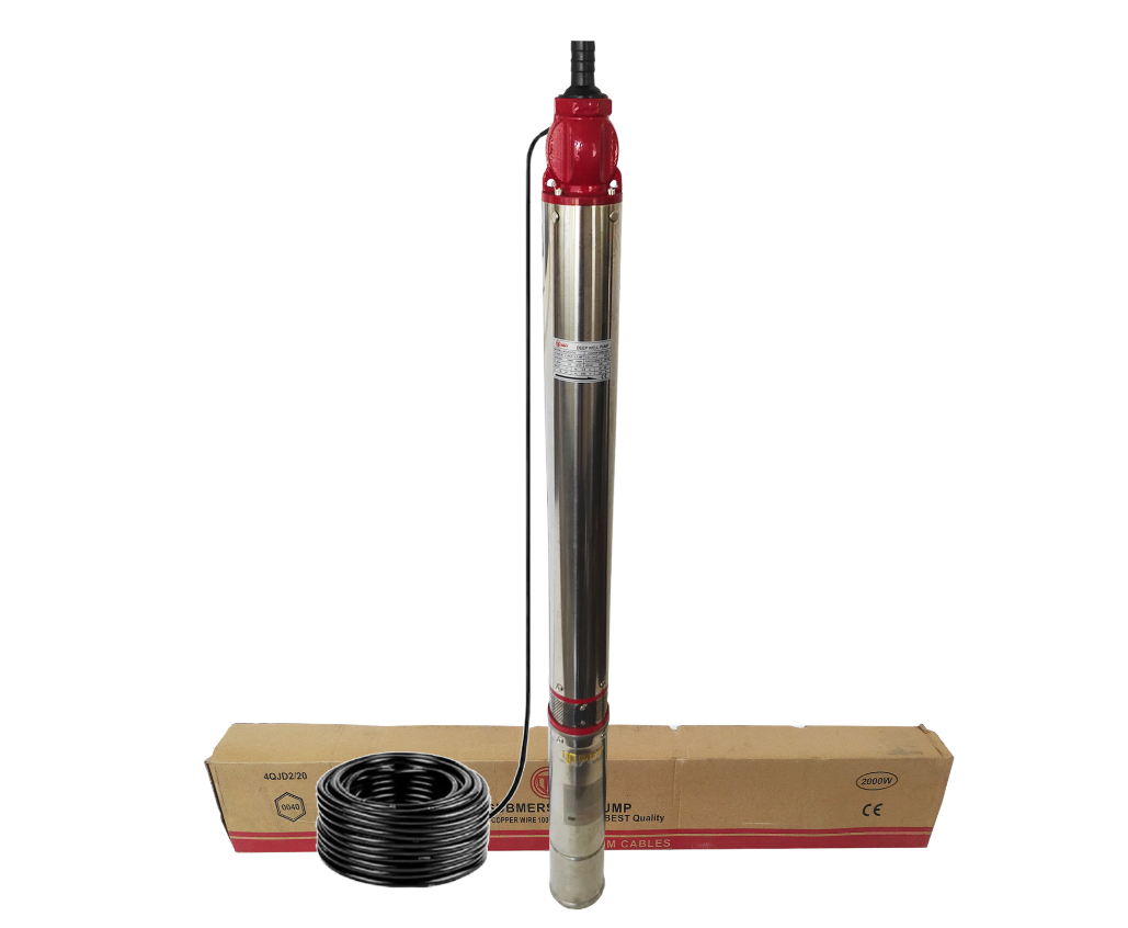 Pompa submersibila de apa curata, de mare adancime, DDT-PROFESSIONAL, 4QJD2-20 , 2000 W , 20 turbine, 10 m³/h , bobinaj cupru 100%
