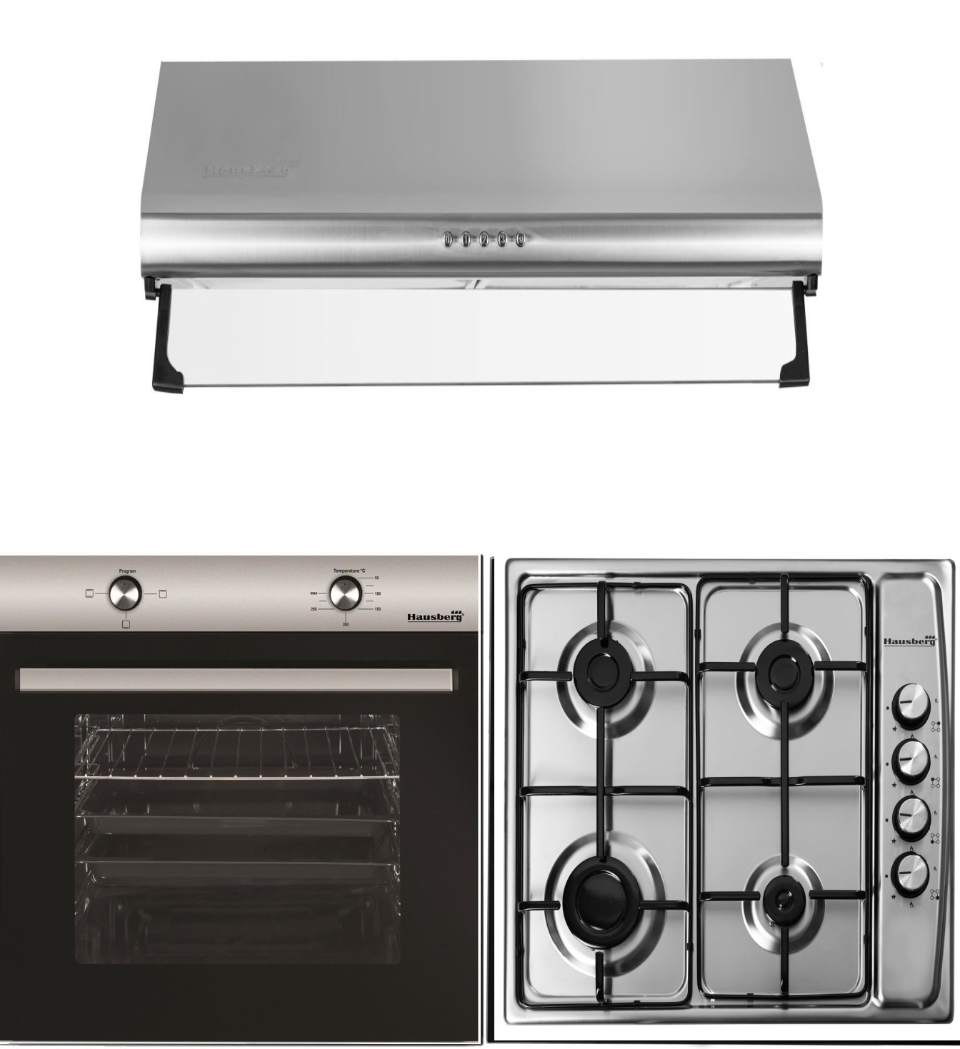 Pachet Cuptor Incorporabil Hausberg HB-8051IN, + Plita incorporabila Hausberg HB-555, Gaz, + Hota traditionala Hausberg HB-1215