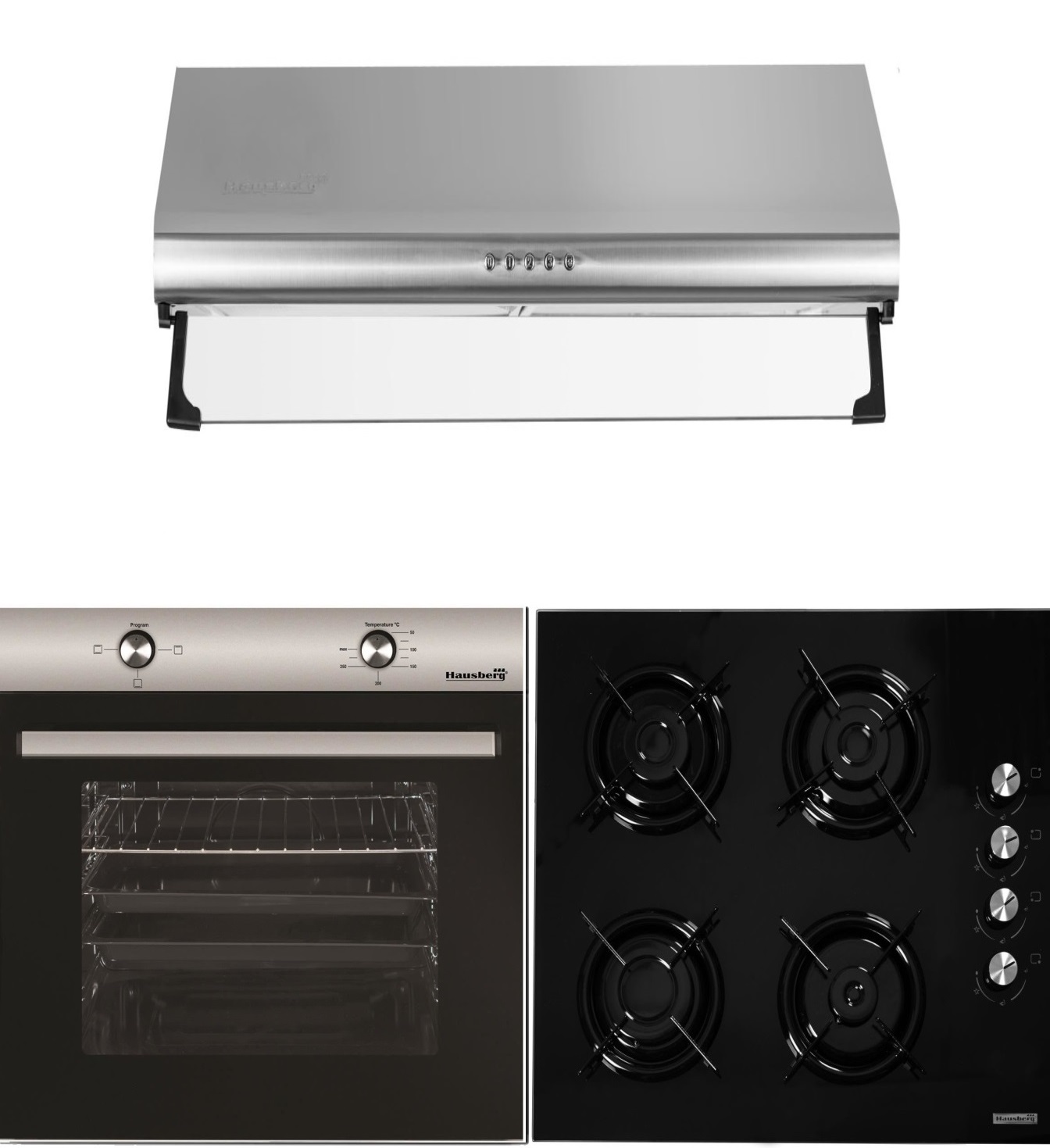 Pachet Cuptor Incorporabil Hausberg HB-8051IN, + Plita incorporabila Hausberg HB-563, Gaz, + Hota traditionala Hausberg HB-1215