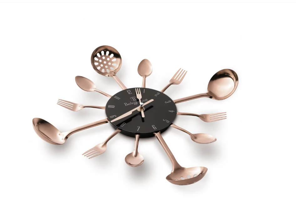 Wall Clocks Ceas de perete pentru bucatarie, negru-roz auriu - BH/9480