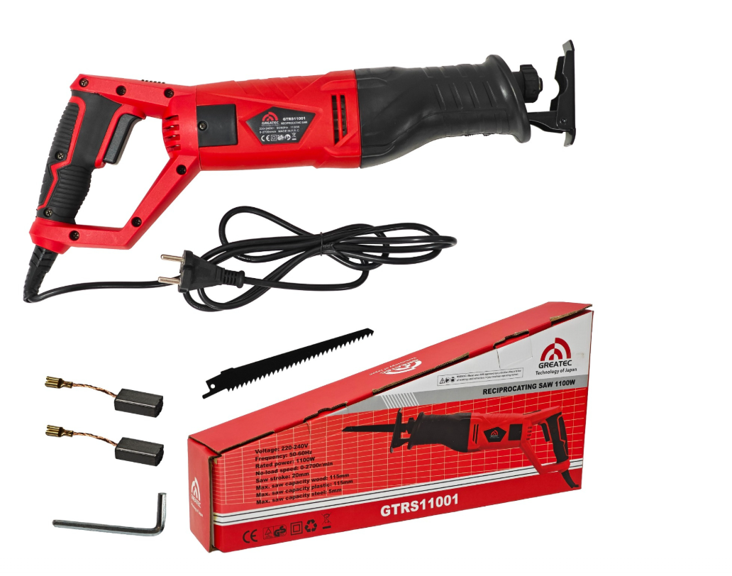 Fierastrau pendular tip sabie DDT Greatec, Adancime de Taiere 115 mm Lemn, 5mm Otel, 12mm Aluminiu, 1100 W, Viteza Variabila 2700 rpm