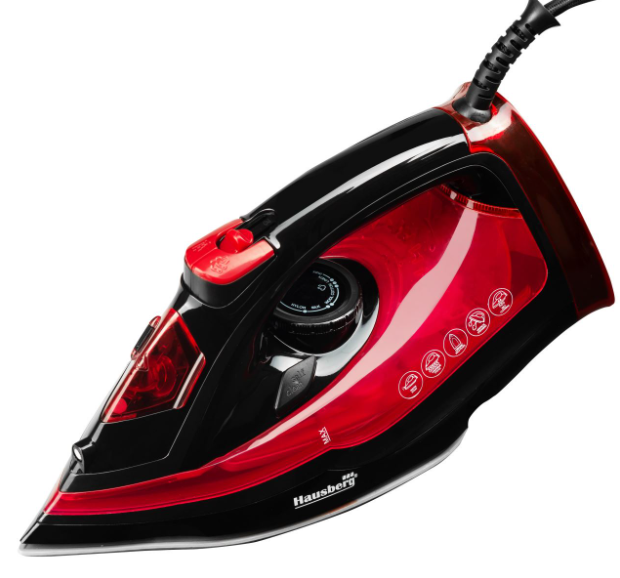 Fier de Calcat - Hausberg HB-7840RS, Ceramic Rezervor Apa 300ml 2600W, Rosu/Negru