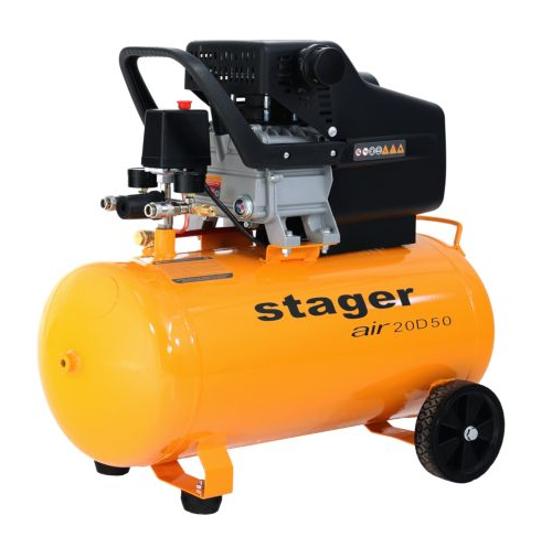 Compresor aer, 50L, 8bar, 200L/min, monofazat, angrenare directa Stager Air 20D50