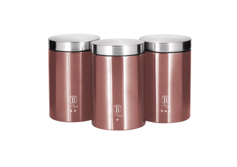 Cutii de depozitare metalica Berlinger Haus BH6270, set 3 piese, roz, I-Rose Collection