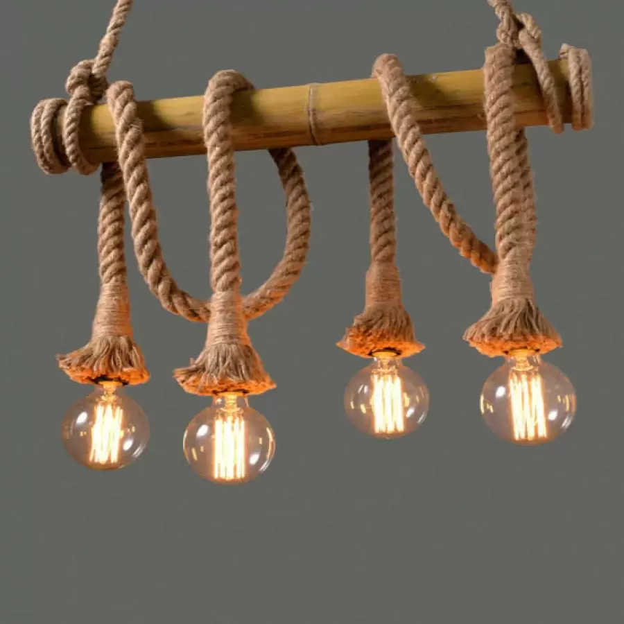 Chandeliers Lustra Nidia 4x E27 Bambus si Franghie Maro