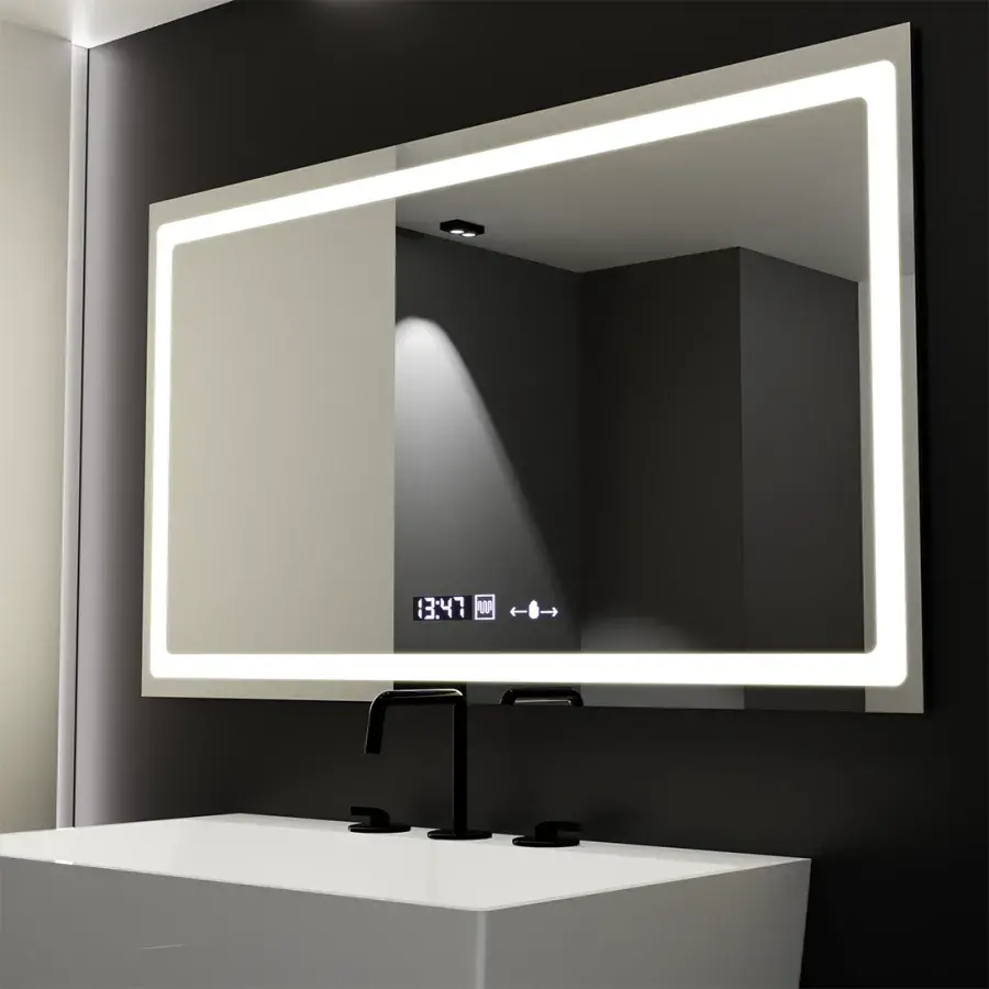 oglinda moderna hol Oglinda LED Senzor Radiante Functie Dezaburire si Ceas 120x70 cm Colectia Marcello Funghi