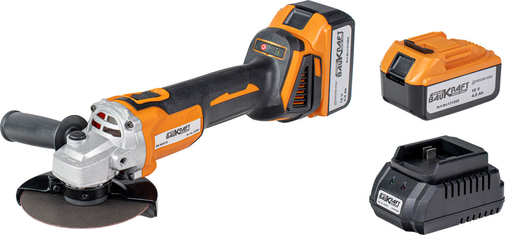 Baukraft Polizor unghiular brushless Ø125mm 18V 2x4Ah geanta BK-BAG73