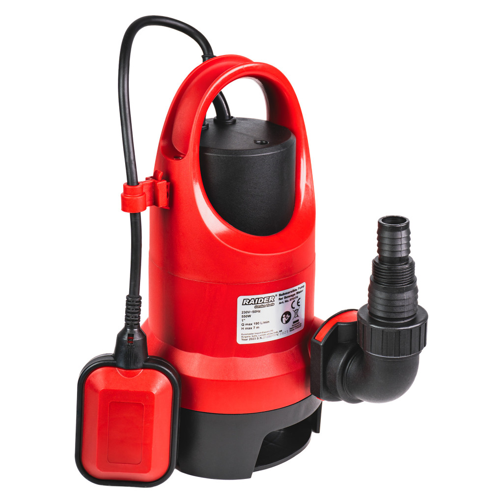 Raider Garden Tools Pompa submersibila 550W 1" 190L/min 7m 10m cablu RD-WP67