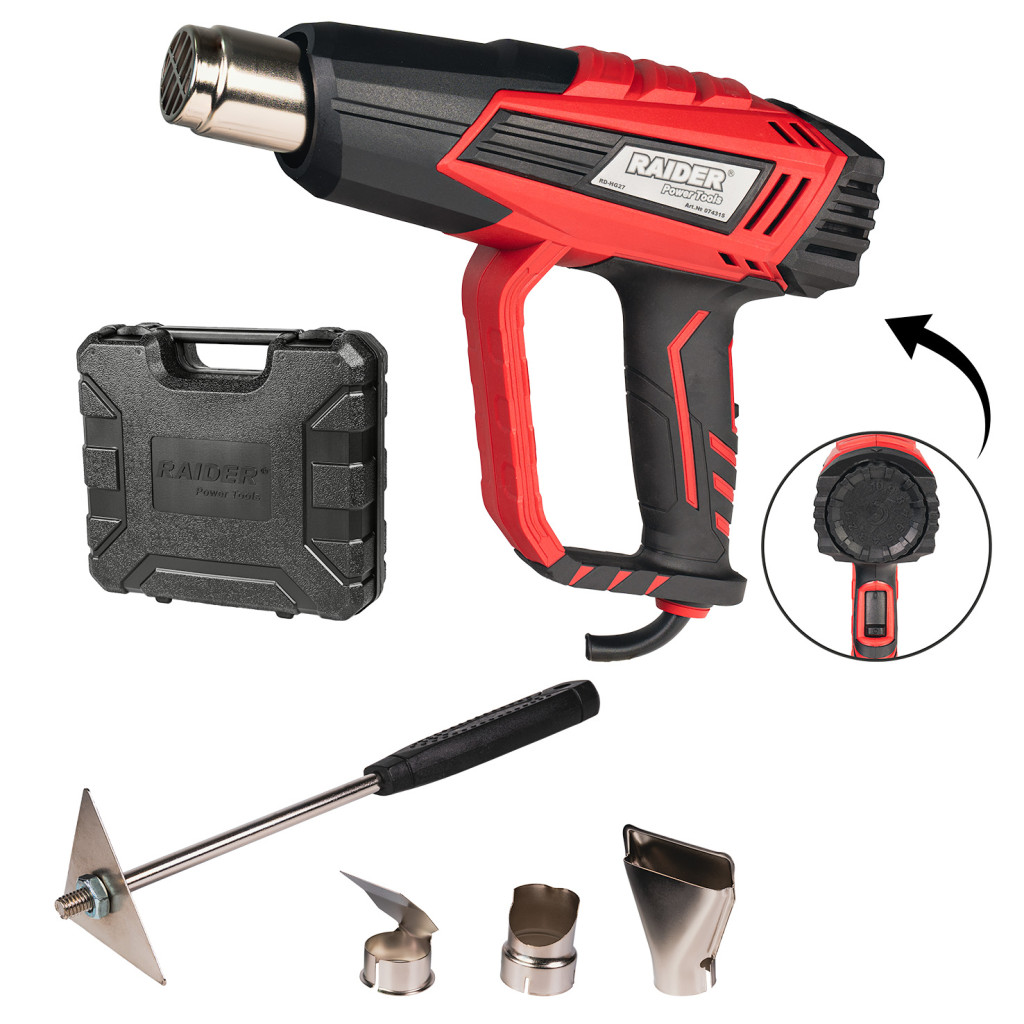 acc tuse seaca Pistol aer cald 2000W 2trepte t° regl. 5 acc. valiza RD-HG27