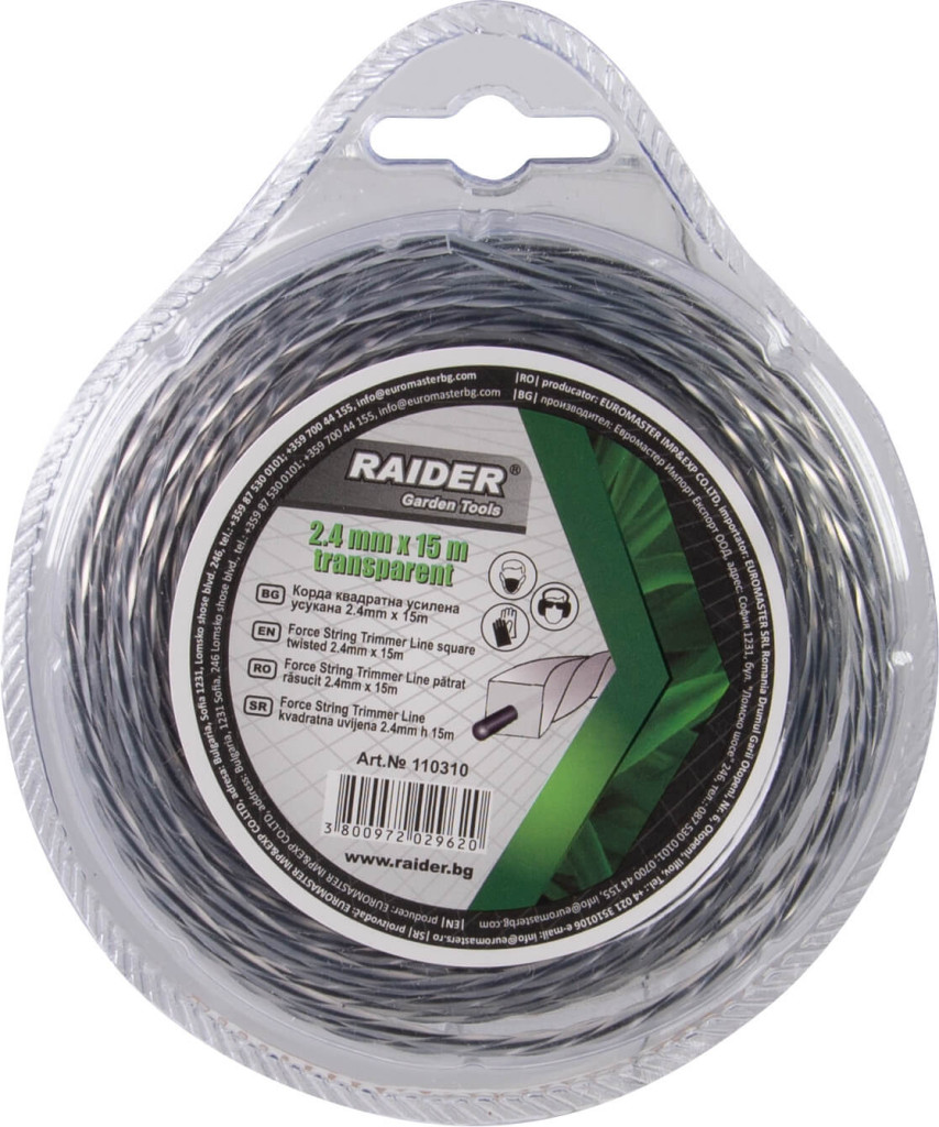 Weed Trimmer Accessories Fir patrat rasucit pentru motocoase 2.4mm х 15m transparent