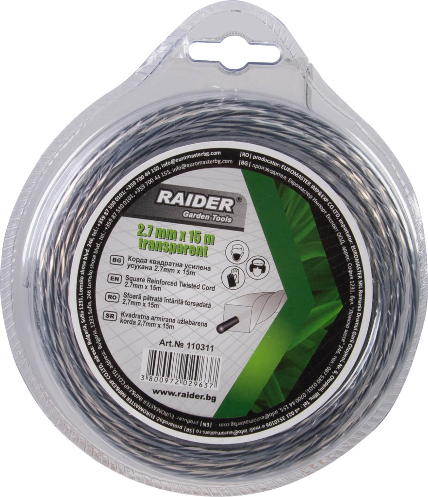 Weed Trimmer Accessories Fir patrat rasucit pentru motocoase 2.7mm х 15m transparent