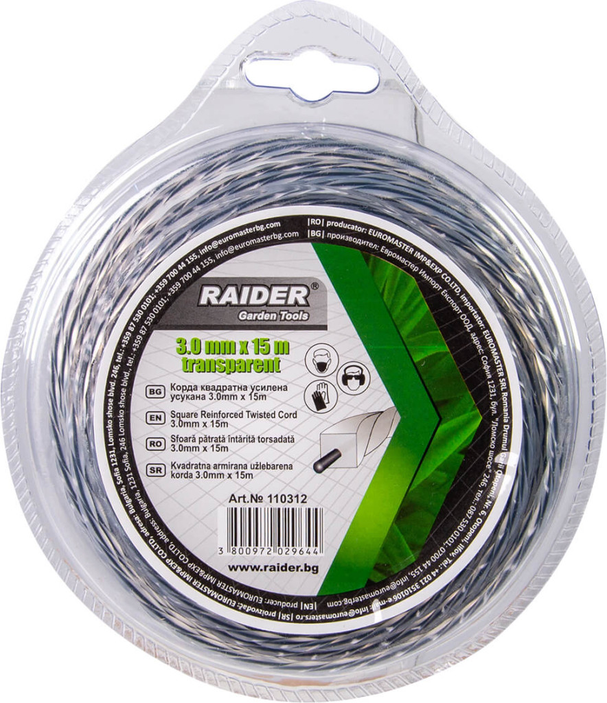 Weed Trimmer Accessories Fir patrat rasucit pentru motocoase 3.0mm х 15m transparent