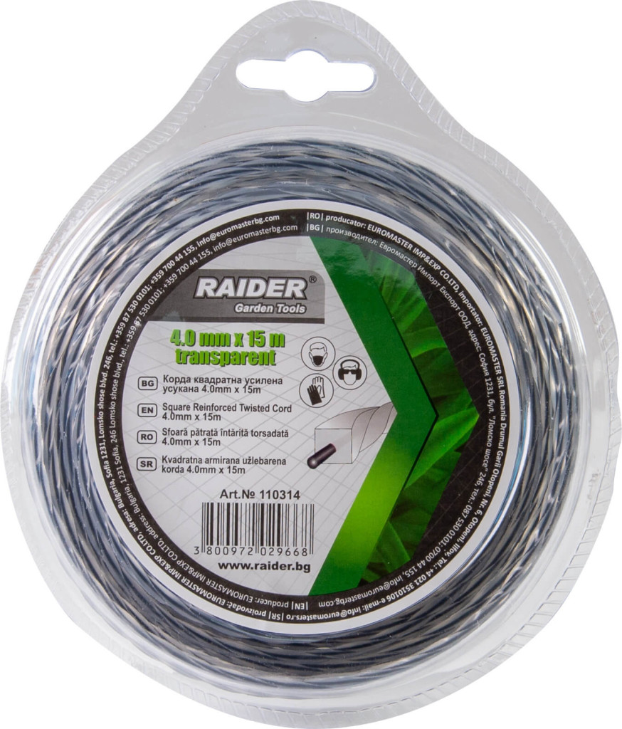 Weed Trimmer Accessories Fir patrat rasucit pentru motocoase 4.0mm х 15m transparent
