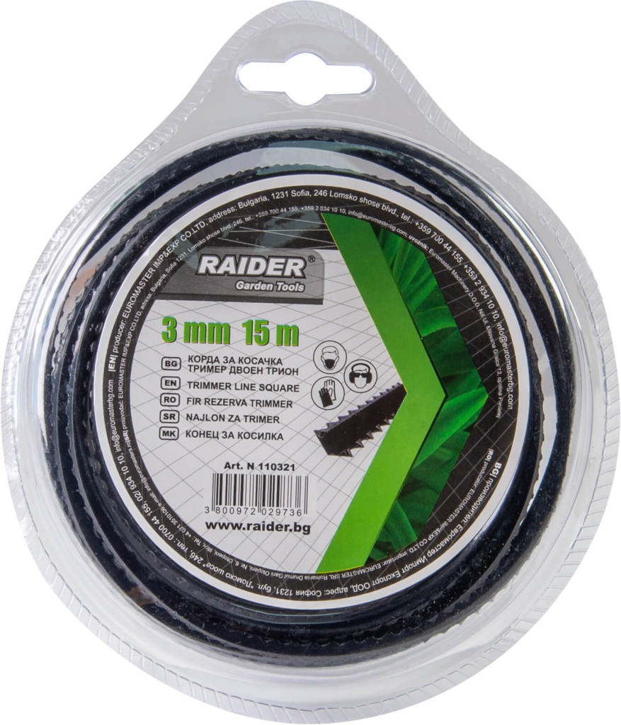 Raider Garden Tools Fir trimmer dinte fierastrau 3.0 mm х 15m negru