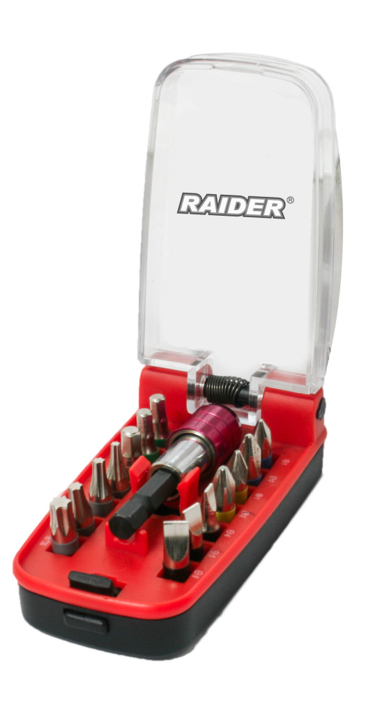 sere si solarii profesionale preturi Set 15 biti si suport magnetic 1/4'' Raider