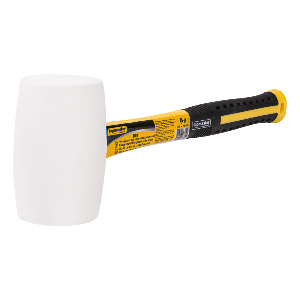 Top Master Pro Ciocan cauciuc cu coada fibra 340g alb TMP